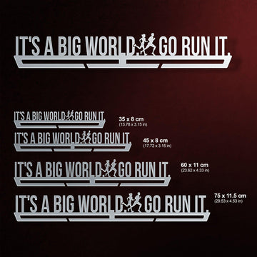 It's A Big World. Go Run It Medal Hanger Display Victory Medal Hangers®