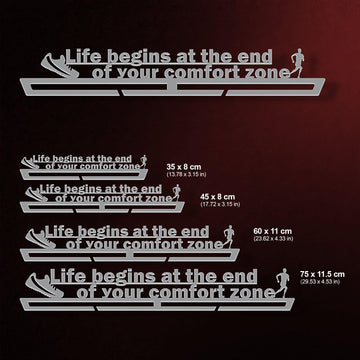 Life Begins At The End Of Your Comfort Zone Medal Hanger Display Victory Medal Hangers®