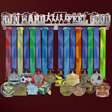 Run Hard Feel Good Medal Hanger Display Victory Medal Hangers®