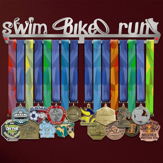 Swim Bike Run Medal Hanger Display V2 Triathlon Metal Rack Victory Medal Hangers®